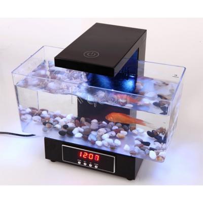 China Nano Acrylic Mini Fish Tank Aquarium Table with LED Hard Light, Alarm Clock, Filter System 25.3x16.3x20.8cm for sale