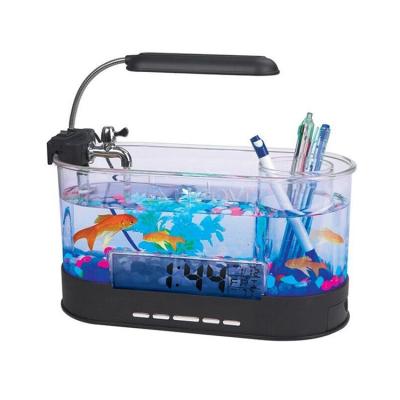 China Mini Table Battery USB Jellyfish Pet Aquarium Desktop Ornament Small Betta Reef Aquarium Tank Fish Acrylic 25.6(L) X 12.2(W) X 23(H)cm for sale