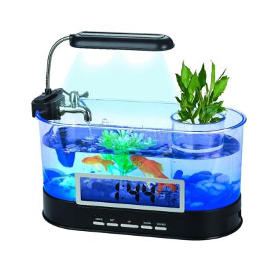 China 2021 Hot Selling USB Battery Mini Jellyfish Pet Fish Tank Desktop Ornamental Small Aquariums With LED Light 25.6(L) X 12.2(W) X 23(H)cm for sale