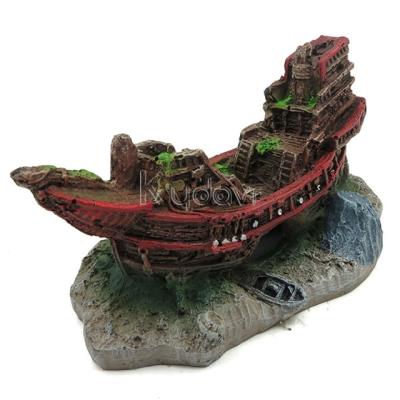 China Polyresin Beautiful Aquarium Ship Pirate Ship Shelter House Landscaping Aquarium Ornaments Accessories for sale