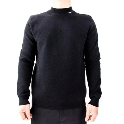 China Anti-wrinkle knit sweater manufacturer OEM style new KNIT SWEATER 12GG embroidery anti-pilling pure cashmere pullover sweater men mock neck for sale