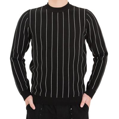 China OEM Anti-Shrink Custom Mens Bulk High Quality Slim Knitted Crewneck Mens Sweater White Winter Knitwear Cotton Striped Slim Fit Jumper for sale