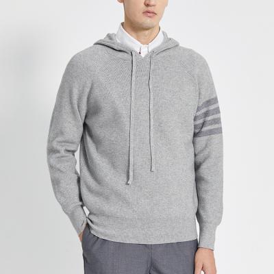 China 2022 Factory Wholesale Comfortable Straight Dark Stripe Anti-Wrinkle OEM Porcelain Pullover Men Hooded Sweater for sale