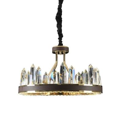 China Modern Luxury Leather Home Decor Decoration Lights Crystal Chandelier Lamp Modern Nordic Pendant Light for sale