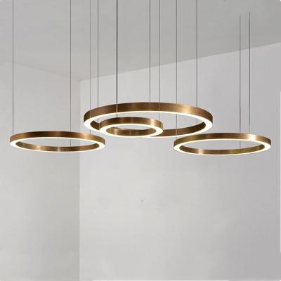 China Modern Nordic Home Brief Gold Circle LED Ring Luxury Indoor Luxury Pendant Lighting for Living Room and Dining Room for sale