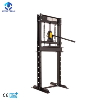 China 12T Steel Steel H-Frame Garage Shop Workshop Floor Hydraulic Press with Bottle Jack and Stamping Plates for sale