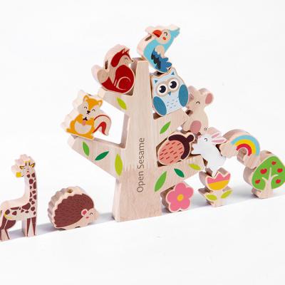 China Construction Toy Educational Kids Puzzle Stacking Toys Classic Wooden Animal Forest Blocks Colorful Enlightenment Wooden Toys for sale