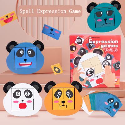 China Paper& Panda Juniors Expression Puzzle wooden kids puzzle game emoticons building blocks cubes play wooden face changing blocks for sale