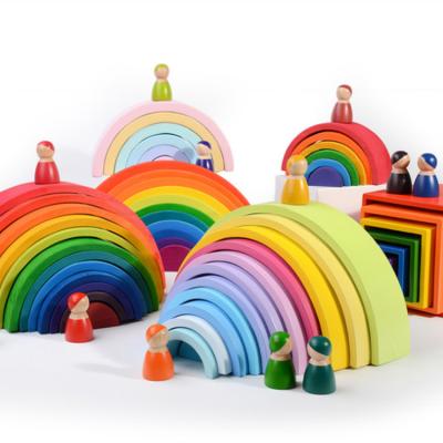 China Building Toy Children's Wooden Large Rainbow Building Blocks Stacking Multifunctional Toys To Improve Design Creative Toys for sale