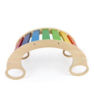 China Plywood+beech StarLink Montessori Wooden Baby Rocking Chair Kids Furniture Sets Kids Rainbow Rocking Chair for sale