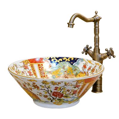 China Above 1300° „ ƒ basins fired and never fade color european style retro luxury cap shaped ceramic washbasin porcelain bathroom sink bowl for sale