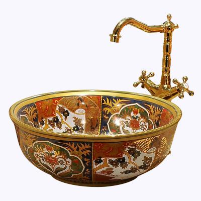 China Without Faucet Art Royal Bathroom Sink Basin Hand Wash Ceramic Kitchen Sink Basin For Home Decoration 2021 Hot Sale for sale