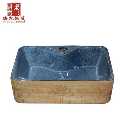 China More 1300 Degree Firing Artificial Marble Rectangle Hand Basin Ceramic Price Porcelain Bathroom Sink for sale