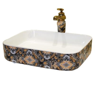 China Strong Quality And Beauty Chinese Factory Supply Direct Wholesale Above Counter Ceramic Bathroom European Home Basin Wash Basin Square Sink for sale