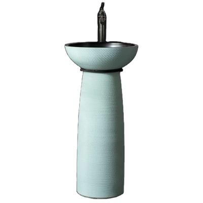 China Eco-friendly Ceramic Sink Basin Pedestal Wash Basins Freestanding Wash Basin For Bathroom Designs for sale