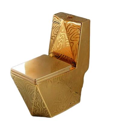 China Double-Flow Super Luxury Gold Sanitary Ware Colored Gold Ceramic Toilets in Factory Wholesale Price, OEM for sale