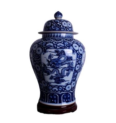 China Chinese BestSelling Freshness Preservation Blue And White Ceramic Porcelain Ginger Jar For Home Decor Large for sale