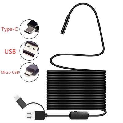 China AN100 NIGHT VISION Endoscope Camera 5.5MM 3in1 TYPE-C USB Android Borescope IP67 Waterproof Borescope Camera Rigid 6LEDs Adjustable for sale