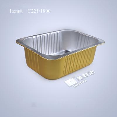 China 100% 60oz recyclable coated aluminum foil container with lids, gold foil molds, food packaging container for sale