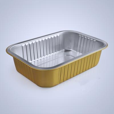 China Takeaway Foods Packing Disposable Rectangle 750ml Aluminum Foil Tray Lacquered Smoothwall Aluminum Foil Container For Kitchen Use for sale