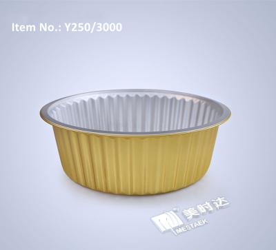 China Takeout Food Packing 3000ml Round Shape Gold Wall Food Container Smooth Aluminum Foil Container for sale