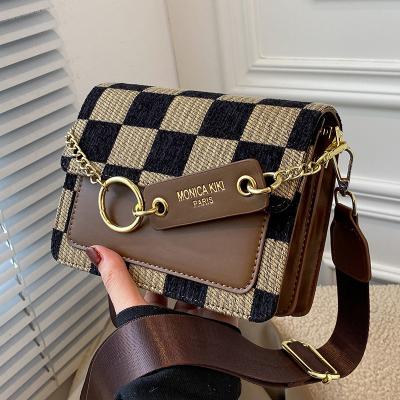 China Fashion Checkerboard Mini Fabric Flap Crossbody Sling Bags For Women 2023 Design Luxury Handbag Brand Shoulder Bag Simple Handbags for sale