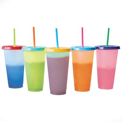 China 24oz Reusable Color Changing Cups for kids Adult Cold Drinking Tumblers Summer Party Cups Pastel Colored Acrylic Cups Double Wal for sale