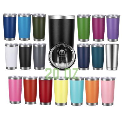 China Free Sample Double Wall Stainless Steel 20oz 30oz Tumbler Cups Powder Coated Vacuum Insulated Blank Car Mug in Bulk for sale