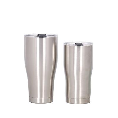 China Vacuum Insulated Leakproof Coffee Car Travel Mug Curving Double Walled Stainless Steel Travel Tumbler With Lid for sale