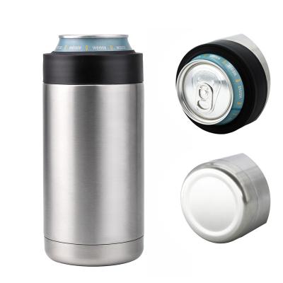 China Portable 12oz Stainless Steel Slim Sublimation Blanks Can Cooler Water Beer Bottle Cooler Holder Can Cooler for sale