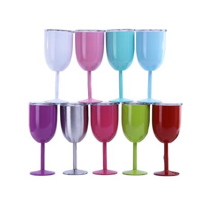 China Wholesale 10oz 18/8 stainless steel wine glass double wall vacuum insulated metal wholesale goblet for sale