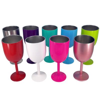 China 10oz 18/8 stainless steel wine glass double wall vacuum insulated metal wholesale goblet for sale