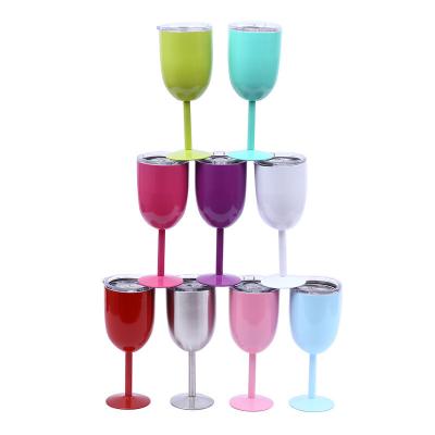 China Wholesale 10oz Stainless Steel Double Walled Stainless Steel Vacuum Wine Glass Goblet Metal Sealed Insulated Wine Glasses for sale