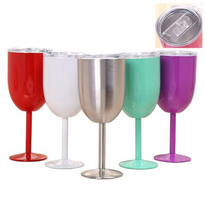 China Factory Custom Metal Globe Tumbler Stem Wine Goblets Metal stainless steel Wine Glass goblet custom logo for sale