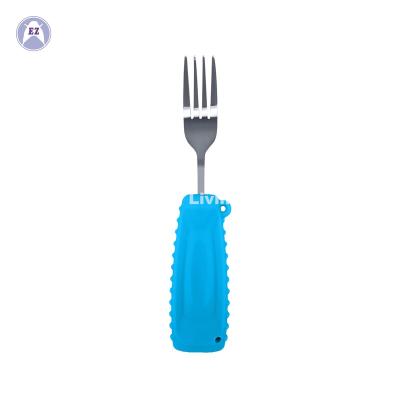 China Aid Eating Elderly Weighted Adaptive Utensils Large Angled Fork Eating Handled For Elderly Hand Tremors Parkinsons Arthritis for sale