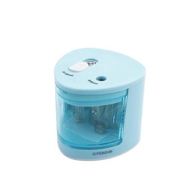 China Office Stationery Electric Double Hole Pencil Sharpener Student Plastic Material Pencil Sharpener YF8108 for sale