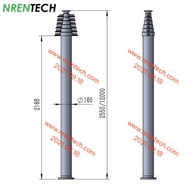 China 12 m mastro telescópico pneumático trancável 30 kg cargas úteis 2,55 m altura fechada, trabalho para antena à venda