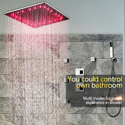 China With Diverter LED Shower Head Rainfall Thermostatic Shower Set 6 Panel Massage Body Jets And 20 Enclosed Ceiling 3 Way Concealed Shower Set for sale