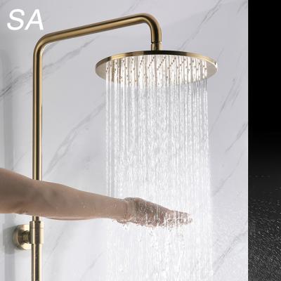 China With New Turnout 2022 Bathroom Rain Shower Swept Gold Rainfall Shower System Set And Brass Faucets Bath Shower Mixer for sale