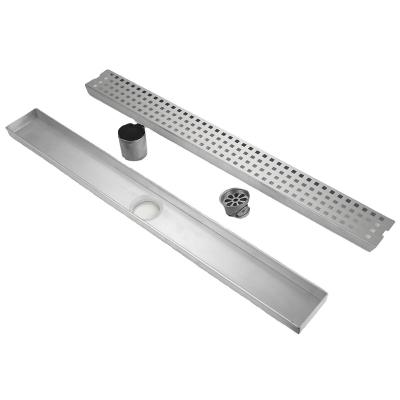 China Good Quality Design 304 Stainless Steel Modern Single Drain Cover Long Bar Shower Grate Step Down Long Invisible Linear Floor Drain for sale