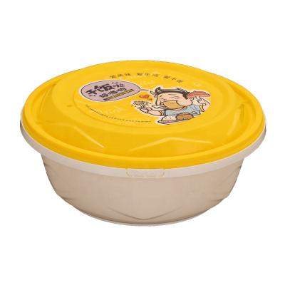 China Round 900ml Microwavable Food Container Plastic Box With Lock Lid Disposable Food Box Takeout Bowl With Cover for sale