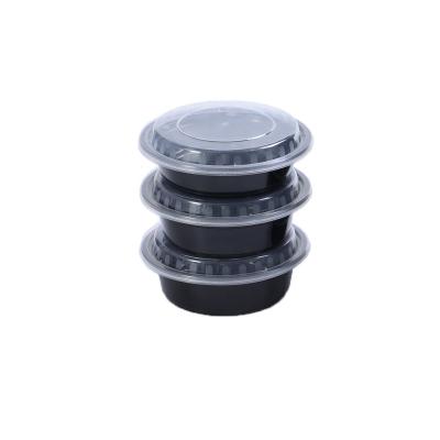 China Microwavable and Freezable High Quality Microwavable Food Container Food Storage Box Disposable Plastic Black Round Box for sale