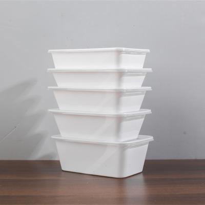 China 1000ml White Salad Packing Container Microvable Fast Food Box Household Food Storage Microwavable Boxes for sale