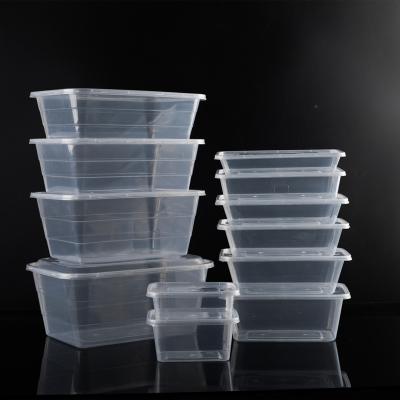 China 1000ml Rectangular Microwavable Take Out Food Container Disposable Plastic Bowl Clear Box For Restaurant for sale