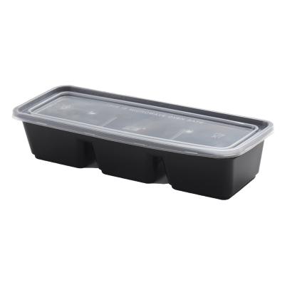 China Japan Style Plastic Container Microwavable Fast Food Packaging 2 Compartment Takeout Food Containers With Lid for sale