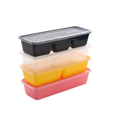 China Japandi Strip Delicate Multicolor Microwavable Box Lunch Food Box Long Takeout Containers for sale