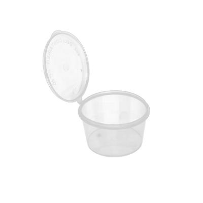 China 1 Disposable Mini Clear Disposable Plastic Sauce Container Microwavable Sauce Cup 2 3 4 oz Round Containers With Lid for sale