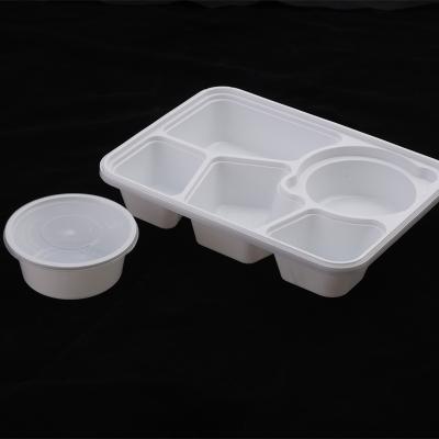 China 4 5 Microwavable 6 Division Plastic Food Container With Locking Lids Disposable Food Containers With Compartments for sale