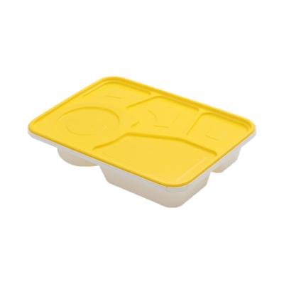 China Microwavable PP Meal Disposable Ready Bento 5 Compartment Burglar Proof Plastic Food Containers For Restaurant for sale