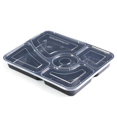 China 5 Division Plastic Microwavable Disposable Food Container Take Out Grocery Boxes With Lid for sale